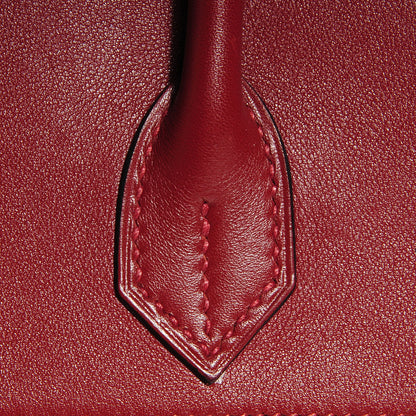 Hermes Toile Swift Birkin 30 Rouge H 4 of 24