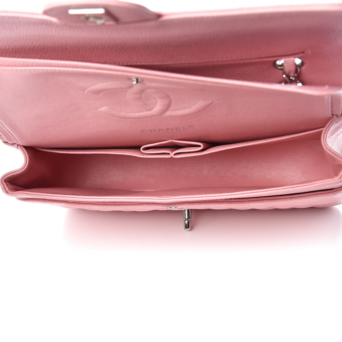 Caviar Quilted Medium Double Flap Pink