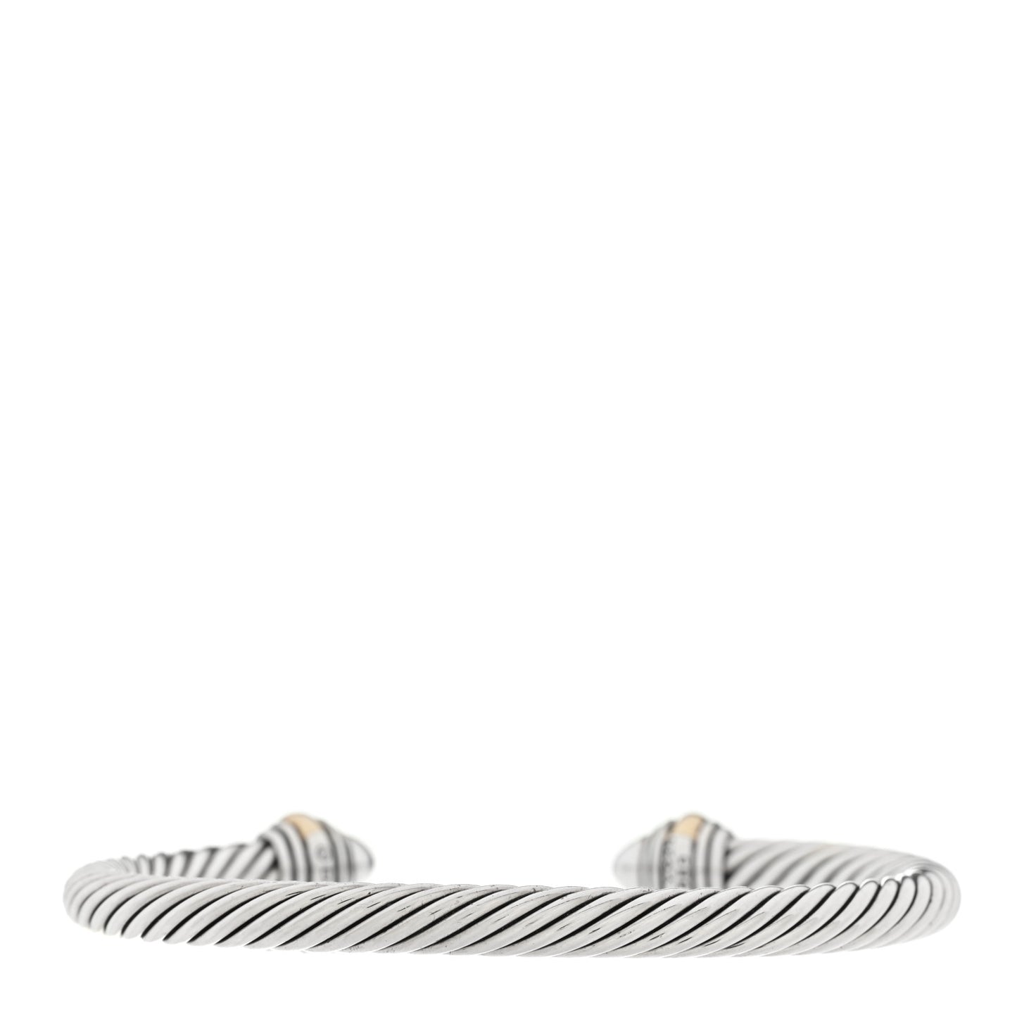 Sterling Silver 14K Yellow Gold Diamond 5mm Cable Classics Pave Domes Bracelet