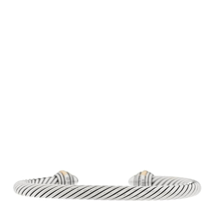 David Yurman Sterling Silver 14K Yellow Gold Diamond 5mm Cable Classics Pave Domes Bracelet 2 of 4