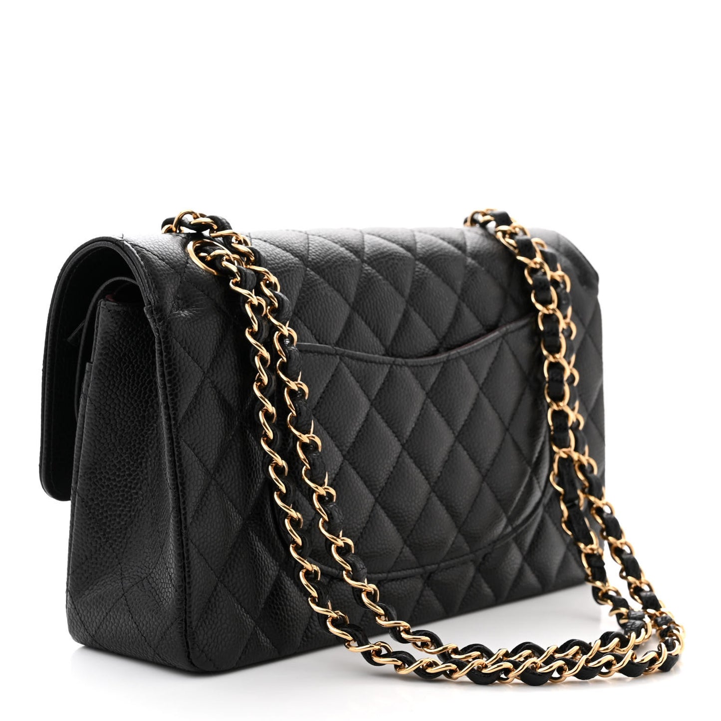 Caviar Quilted Medium Double Flap Black