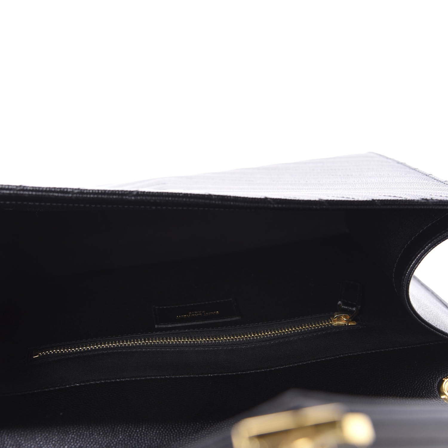 Saint Laurent Grain De Poudre Matelasse Chevron Large Monogram Satchel Black 5 of 11
