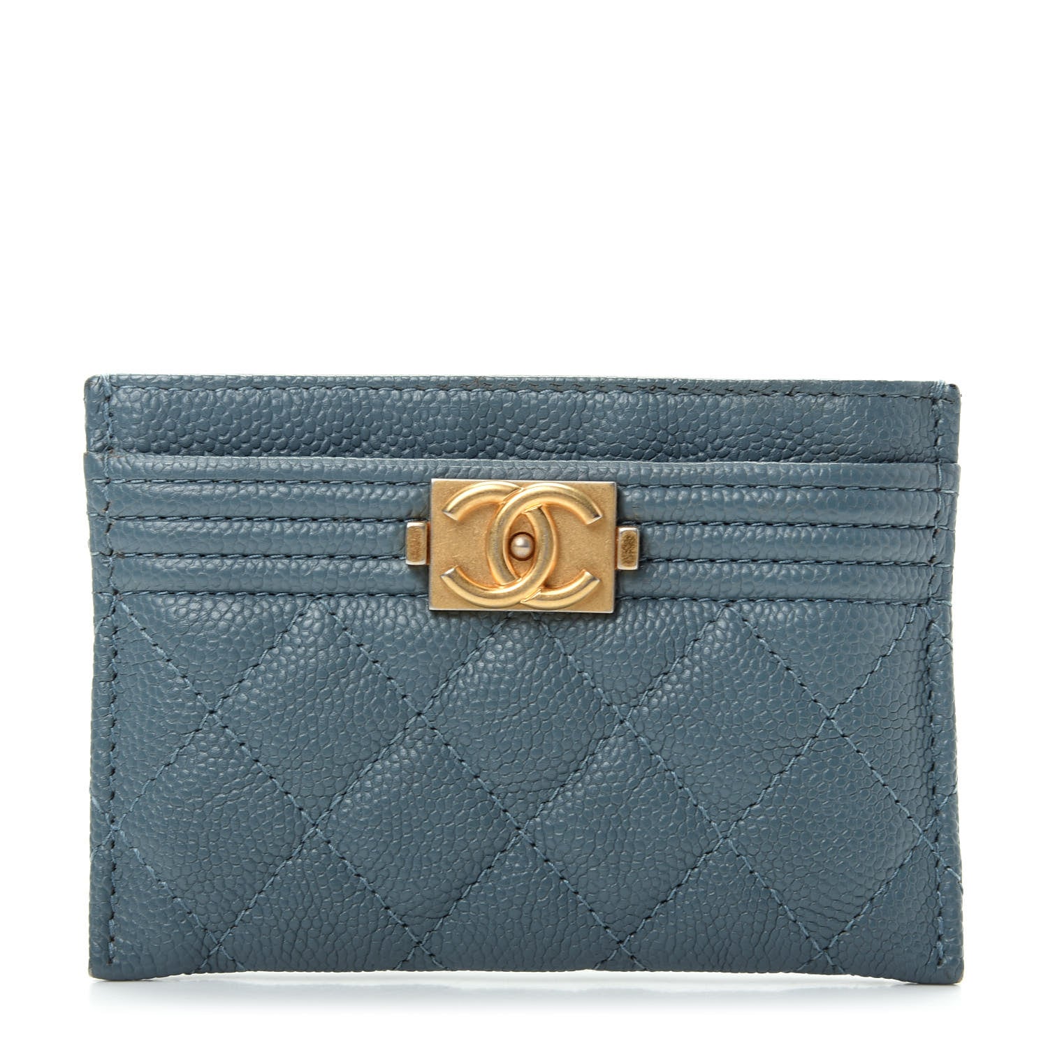 Chanel Caviar Quilted Boy Card Holder Blue 1 of 9