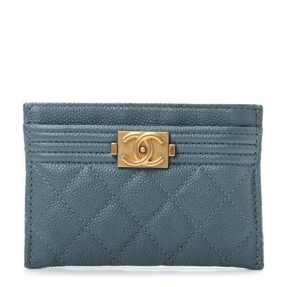 Chanel Caviar Quilted Boy Card Holder Blue 1 of 9