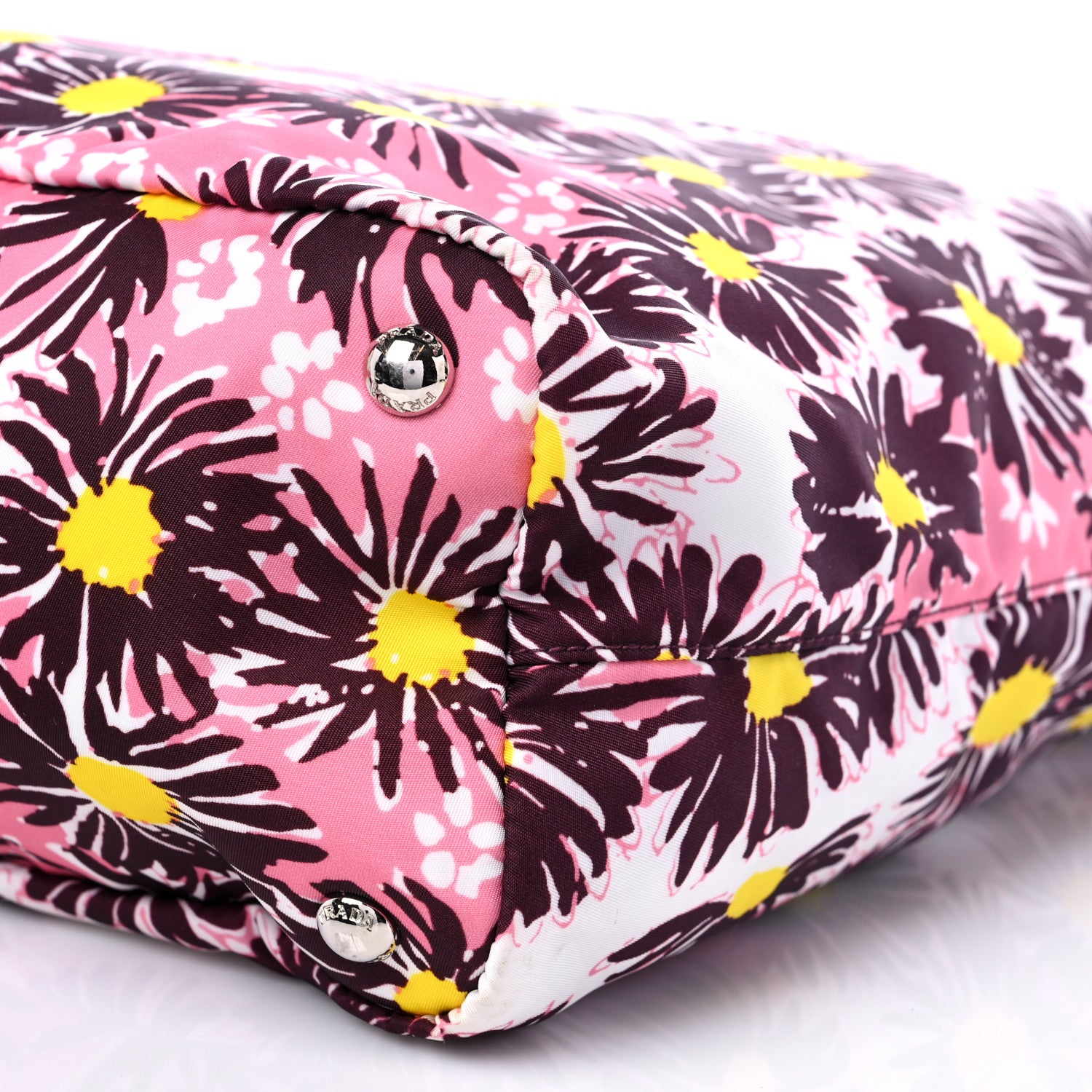 Prada Tessuto Nylon Saffiano Floral Print Tote Bordeaux 8 of 8