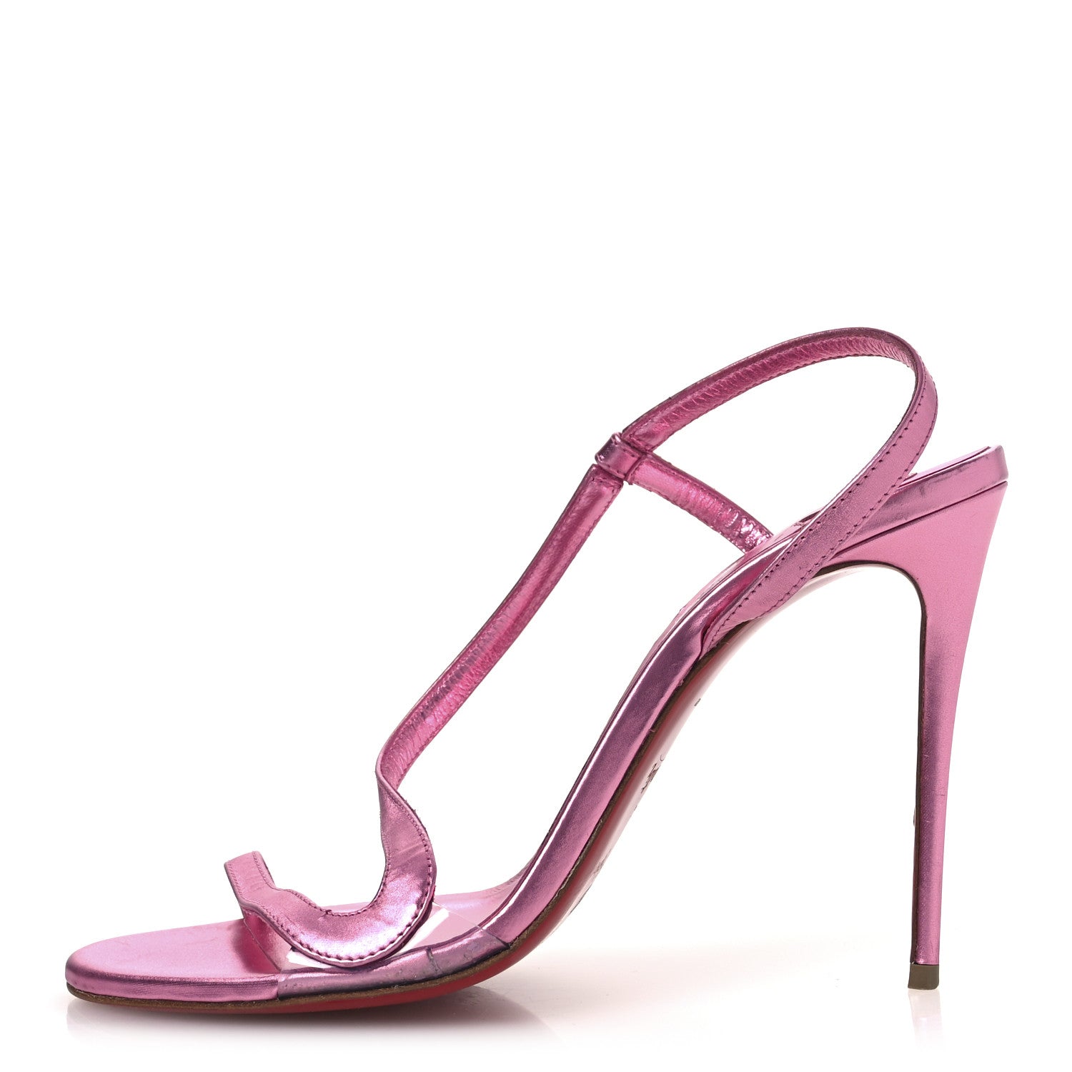 Christian Louboutin Kid Laminato Satin PVC Rosalie 100 Sandals 38 Glam 1 of 12