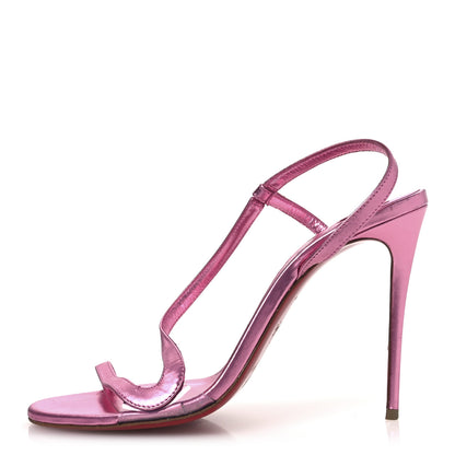 Christian Louboutin Kid Laminato Satin PVC Rosalie 100 Sandals 38 Glam 1 of 12