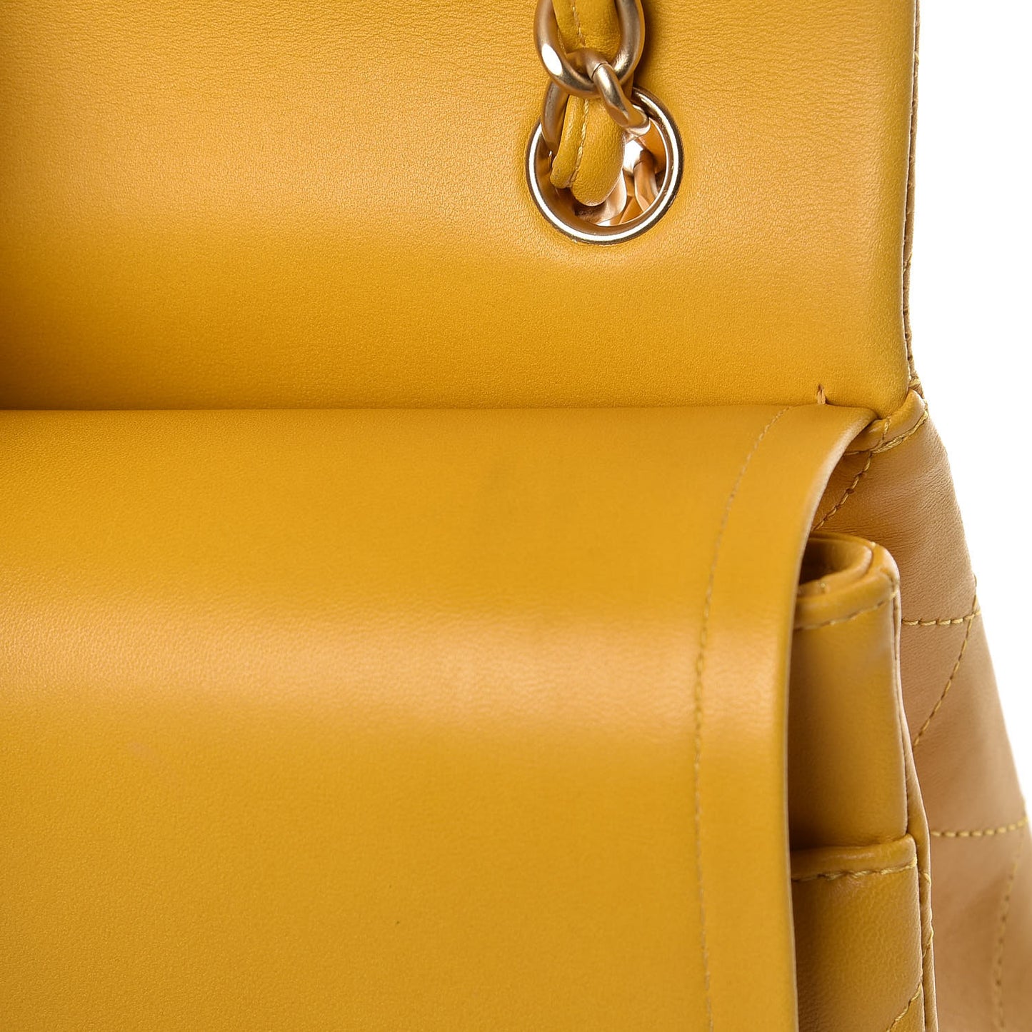 Lambskin Quilted Jumbo Double Flap Yellow