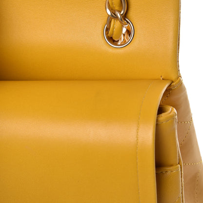 Chanel Lambskin Quilted Jumbo Double Flap Yellow 12 of 13