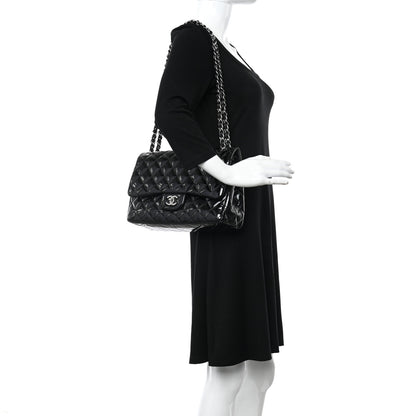 Chanel Patent Quilted Jumbo Double Flap Black 2 of 17