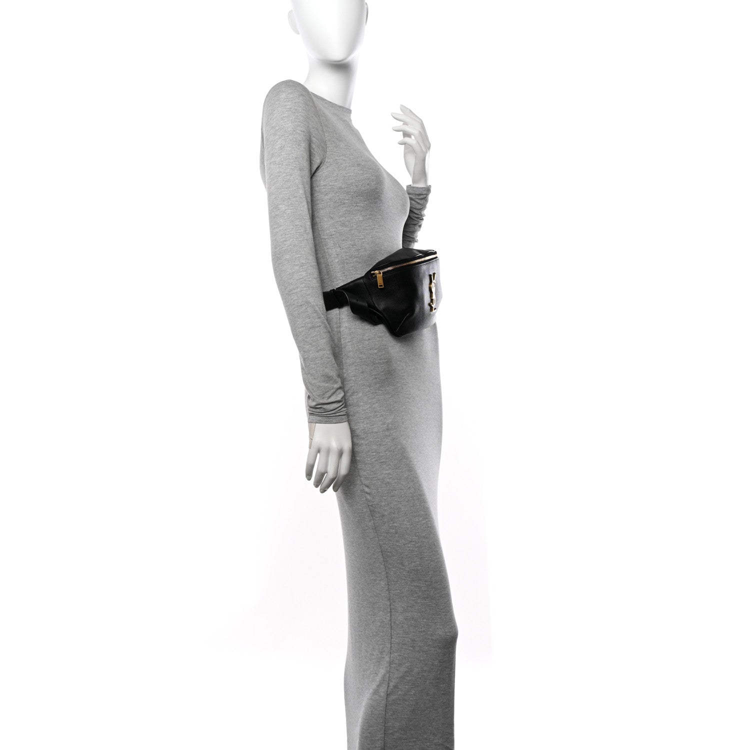 Saint Laurent Grain De Poudre Monogram Belt Bag Black 2 of 11