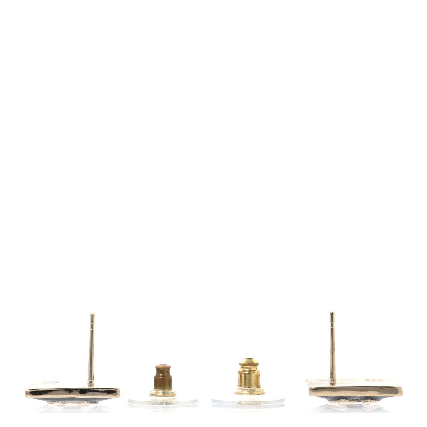 Chanel Enamel CC Square Earrings Black White 3 of 5