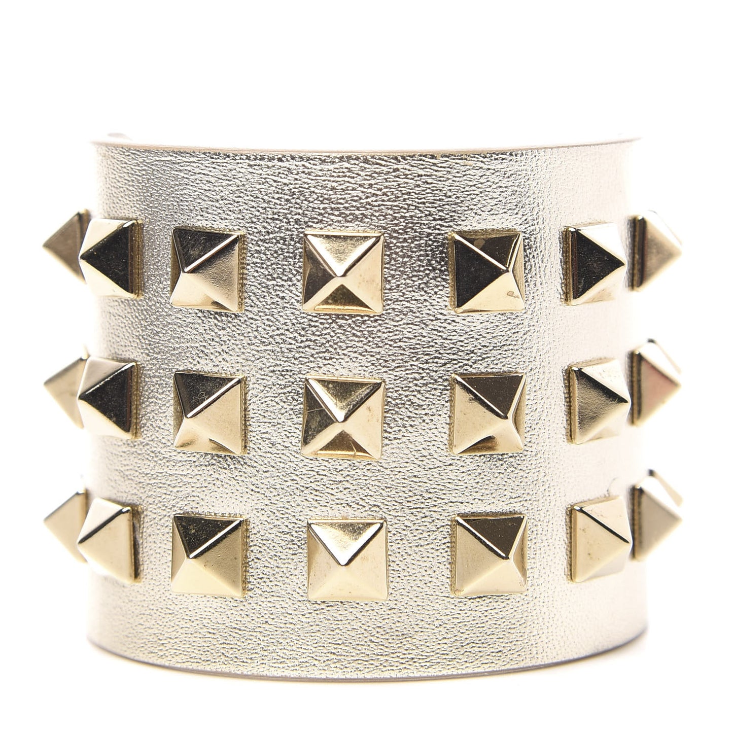 Metallic Vitello Rockstud Cuff Bracelet Gold
