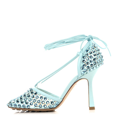 Bottega Veneta Mesh Nappa Crystal Embellished Sparkle Stretch Ankle Tie 90mm Sandals 36 Pool 1 of 8