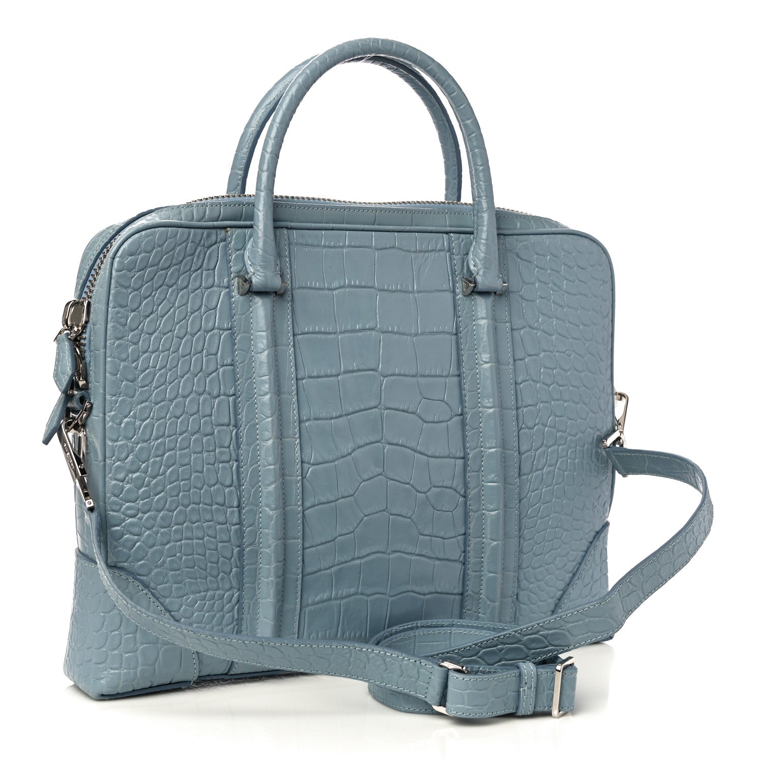 Givenchy Crocodile Embossed Briefcase Light Blue 3 of 9