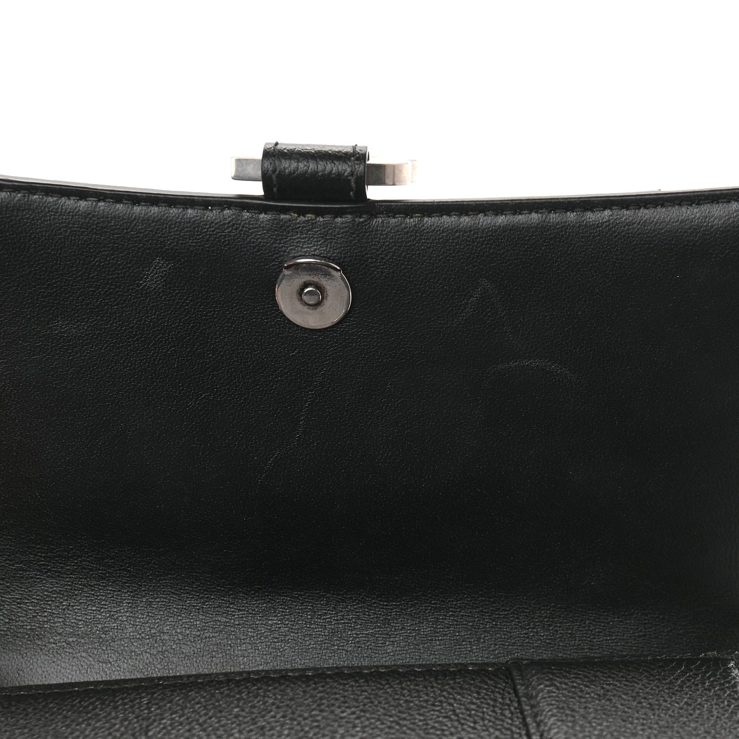 Grained Calfskin Small Hourglass Top Handle Bag Black