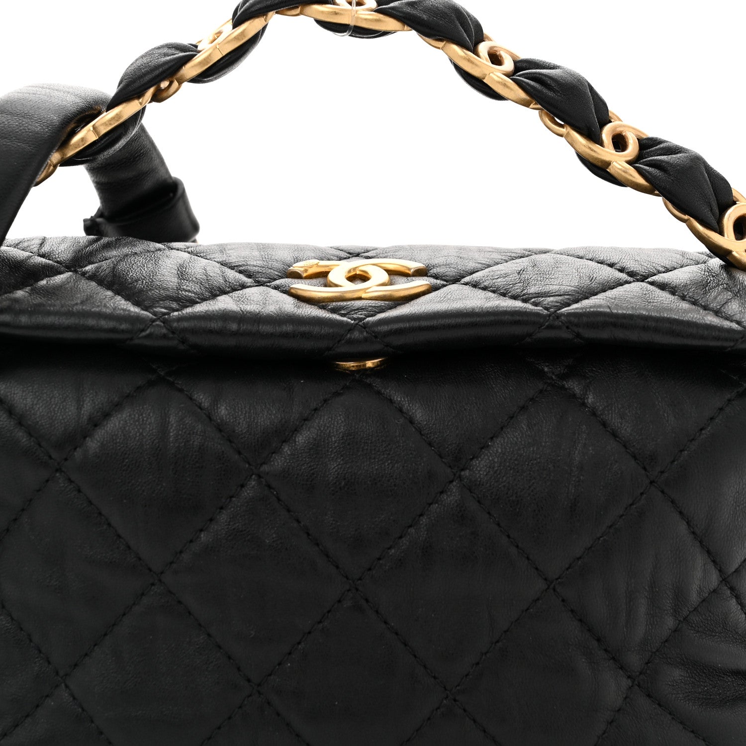 Chanel Crumpled Lambskin Quilted Small CC Links Shoulder Bag Black 8 of 13