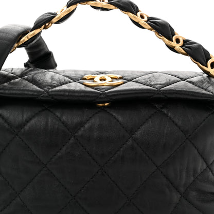 Chanel Crumpled Lambskin Quilted Small CC Links Shoulder Bag Black 8 of 13