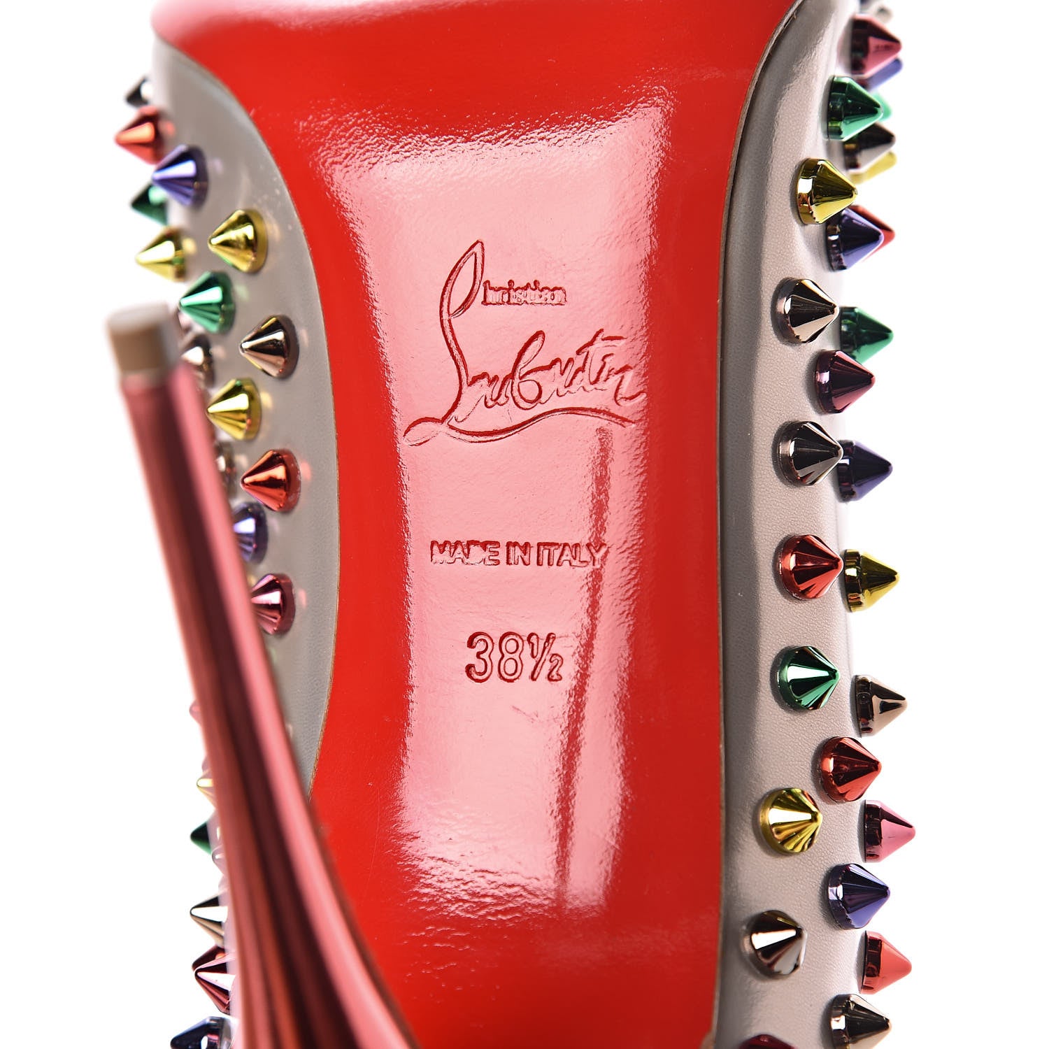 Christian Louboutin Specchio Follies Spikes 100 Pumps 38.5 Beige Multicolor 8 of 10