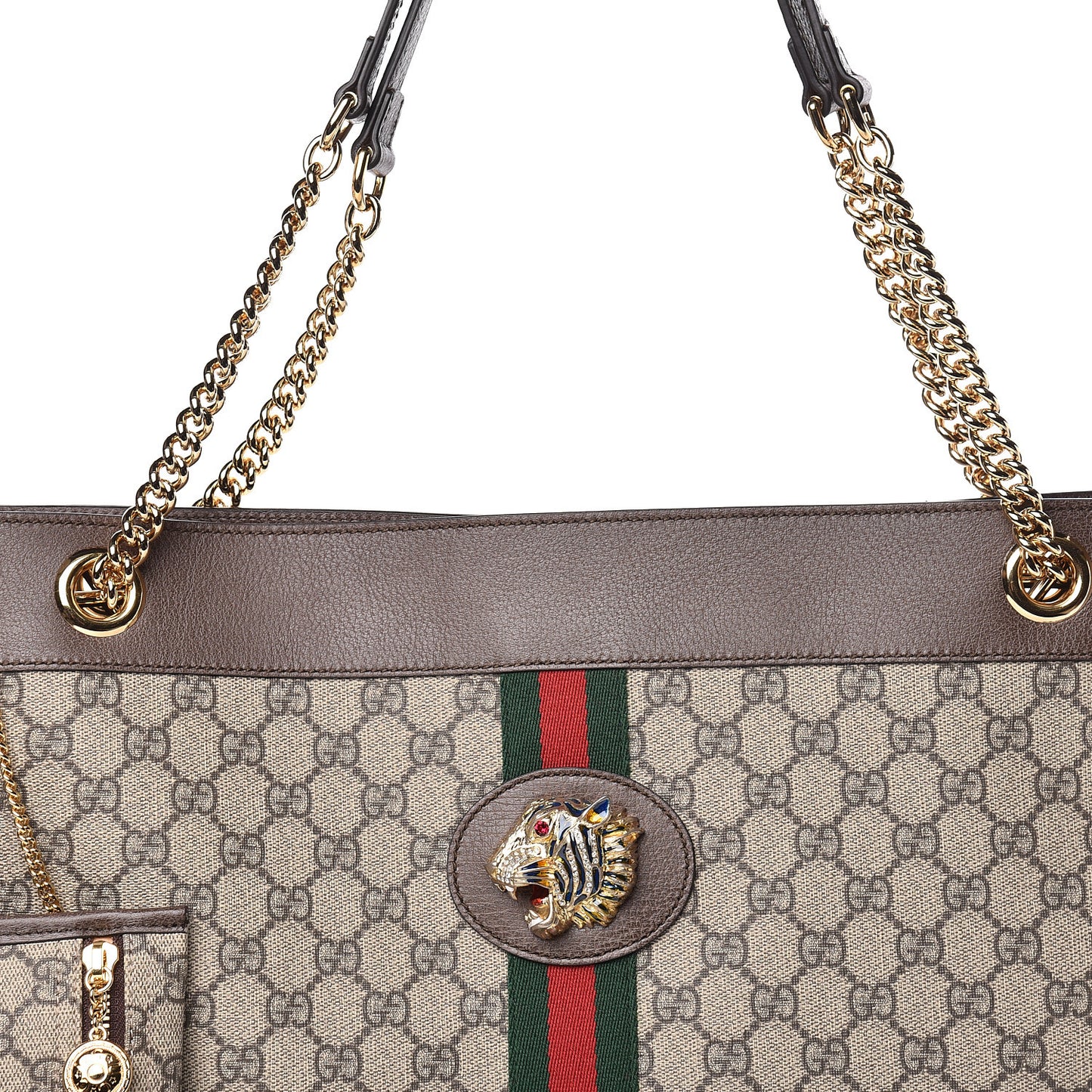 GG Supreme Monogram Large Rajah Chain Tote Beige New Acero