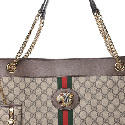 Gucci GG Supreme Monogram Large Rajah Chain Tote Beige New Acero 12 of 12