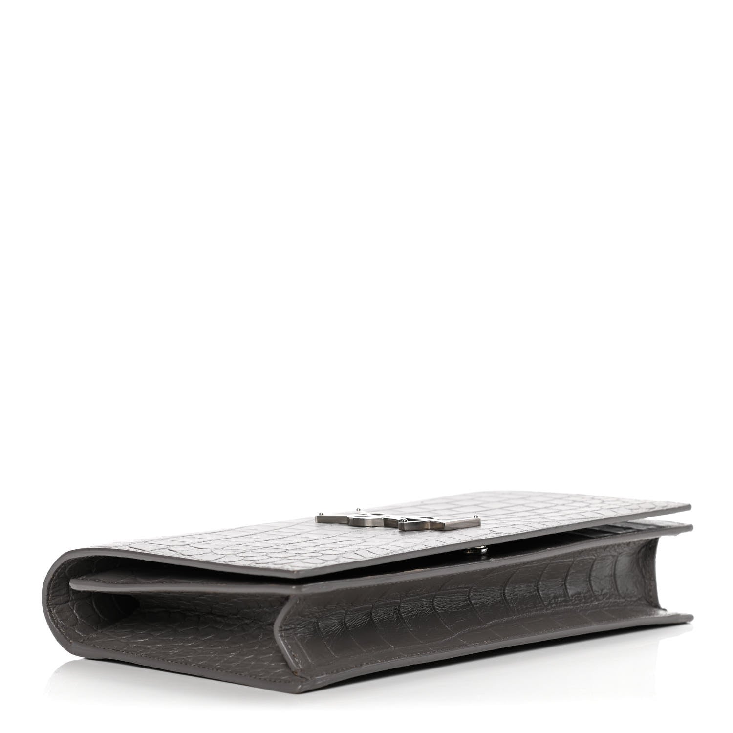 Saint Laurent Crocodile Embossed Classic Kate Monogram Clutch Fog 4 of 12