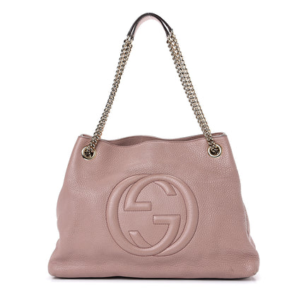 Gucci Pebbled Calfskin Medium Soho Chain Shoulder Bag Dark Cipria 1 of 12