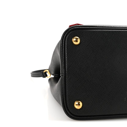 Prada Saffiano Cuir Medium Double Bag Black Fuoco 17 of 19