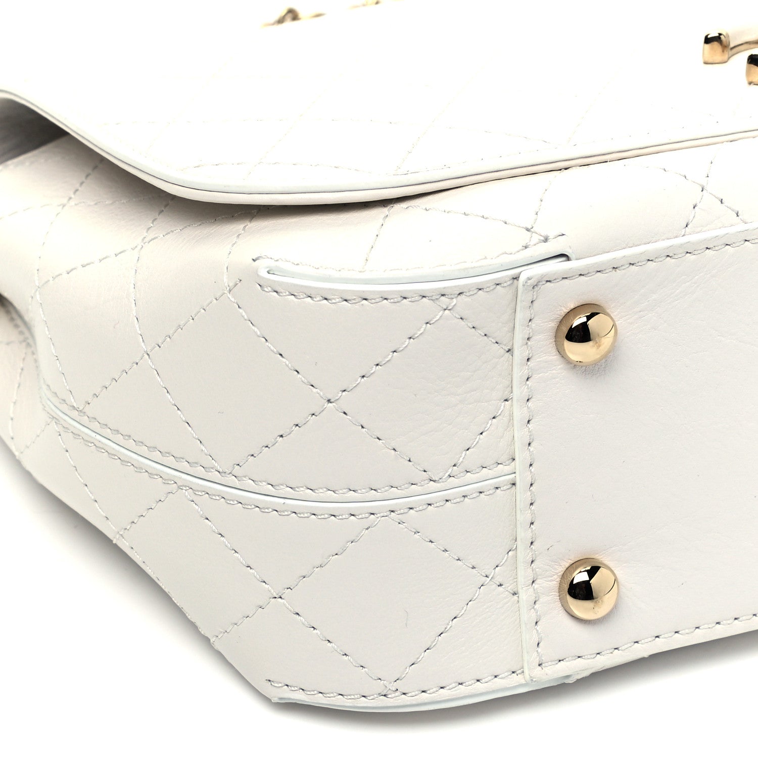 Chanel Calfskin Stitched Medium Covered CC Flap Bag White 8 of 9