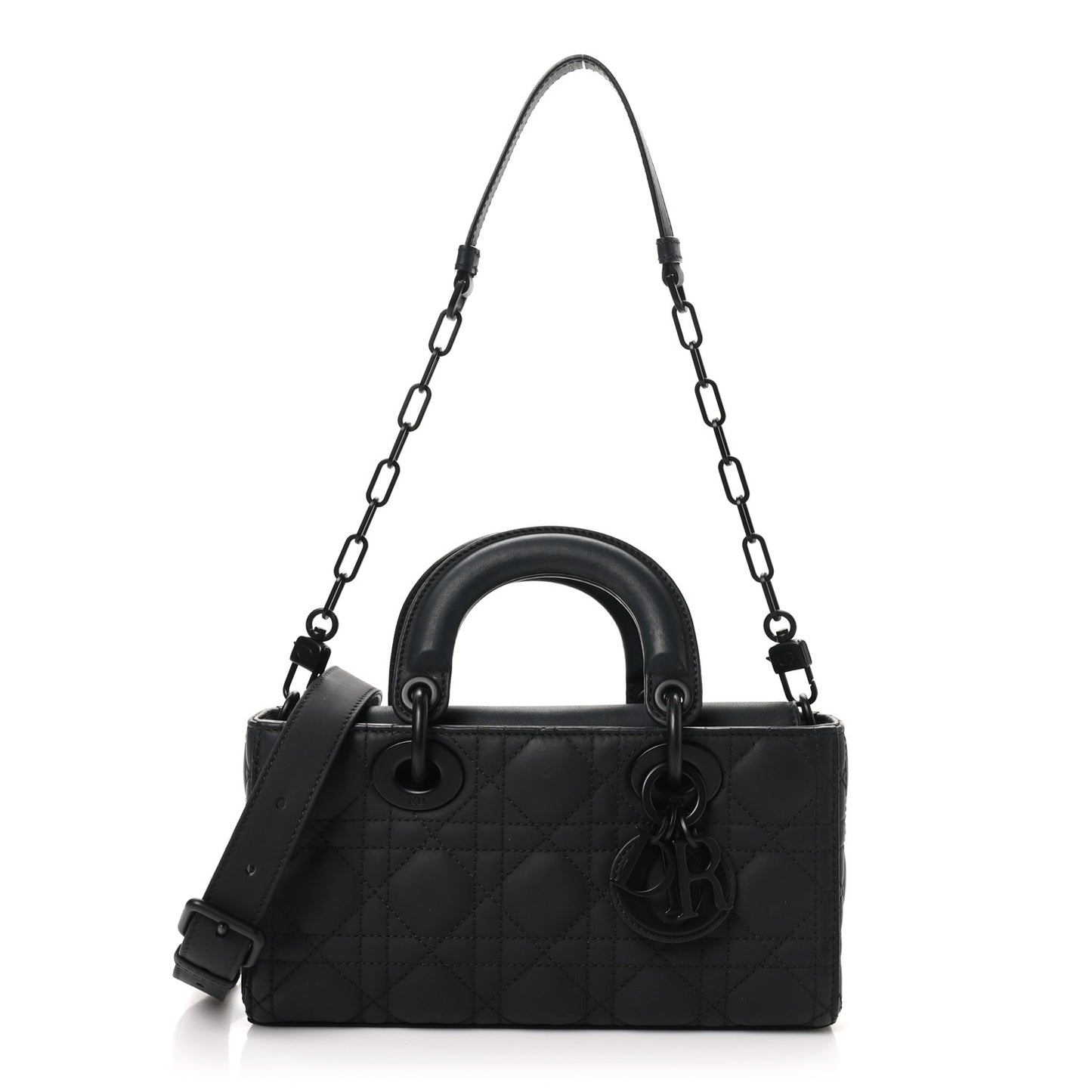 Ultra Matte Calfskin Cannage Medium Lady D-Joy Black