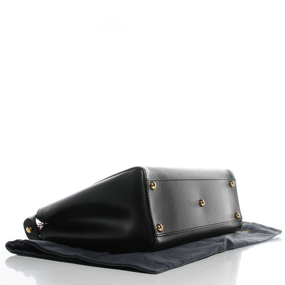 Fendi Vitello Morgan Fabric Jacquard Pequin Medium Peekaboo Iconic Satchel Black Tobacco 4 of 11