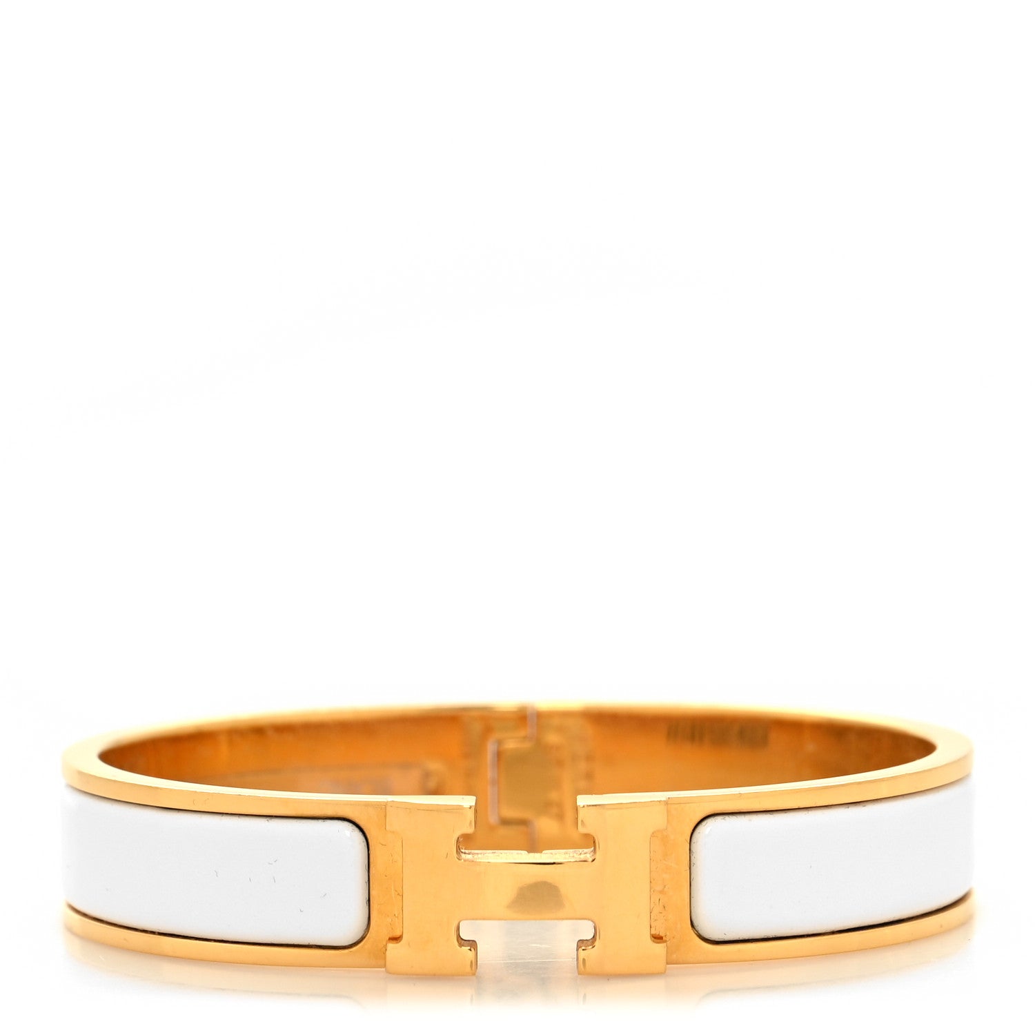 Hermes Enamel Narrow Clic Clac H Bracelet GM White 1 of 5