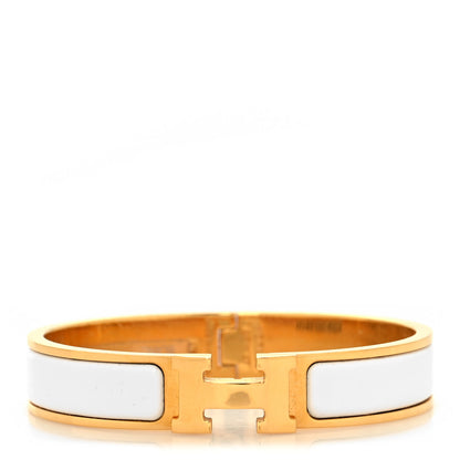 Hermes Enamel Narrow Clic Clac H Bracelet GM White 1 of 5