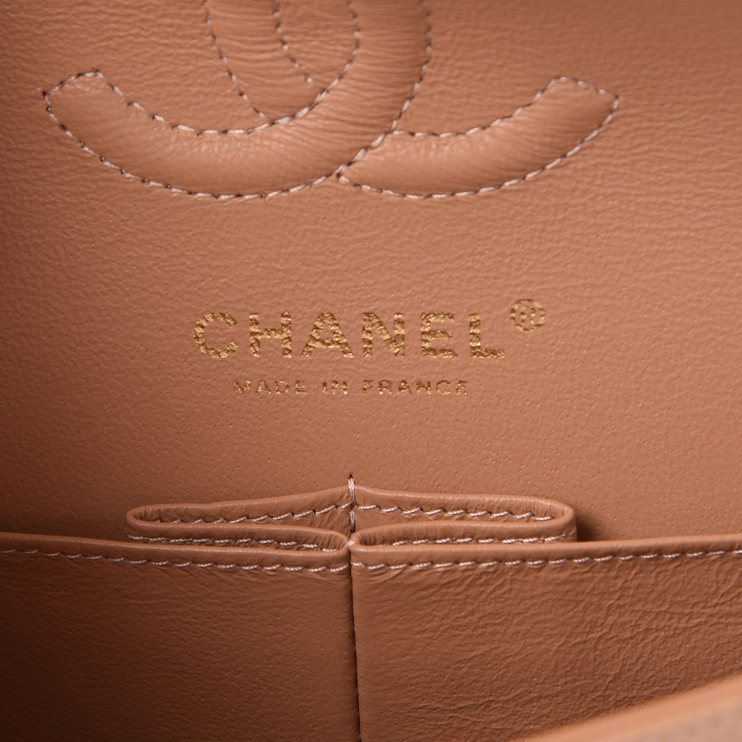 Caviar Quilted Small Double Flap Dark Beige