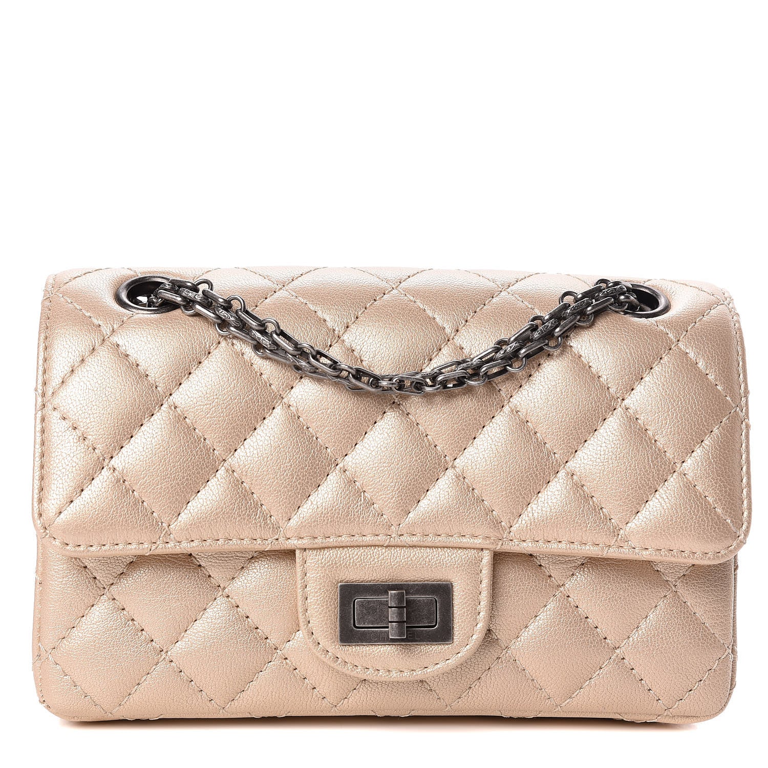 Chanel Metallic Sheepskin Quilted 2.55 Reissue Mini Flap Beige 1 of 11