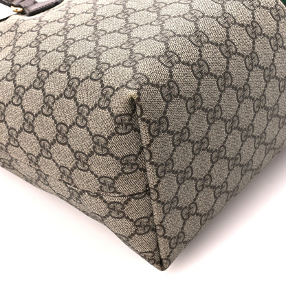 Gucci GG Supreme Monogram Textured Calfskin Web Medium Ophidia Shopping Tote Beige Ebony New Acero 10 of 13