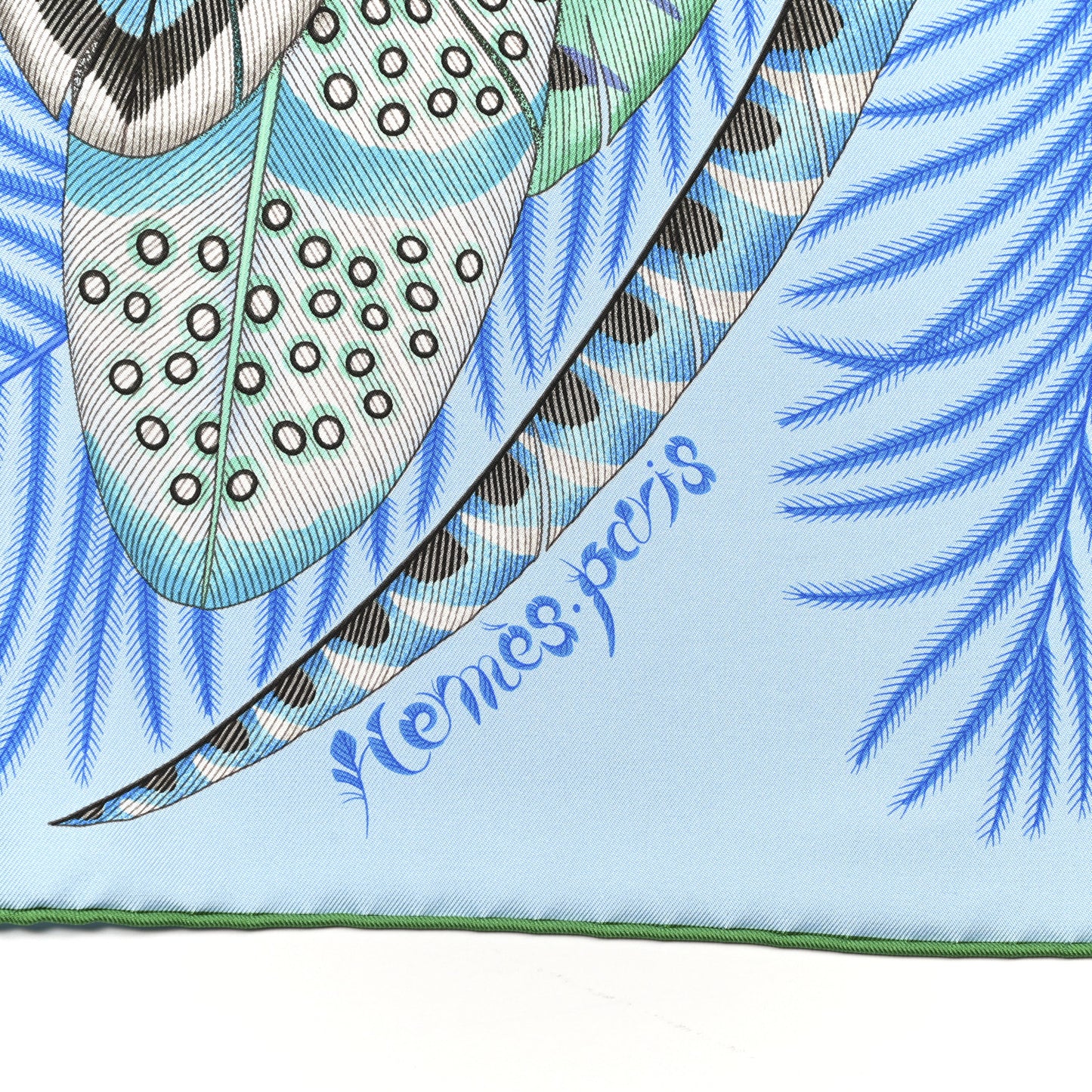 Silk Plumes En Fete Scarf 90 Ciel Vert Brun