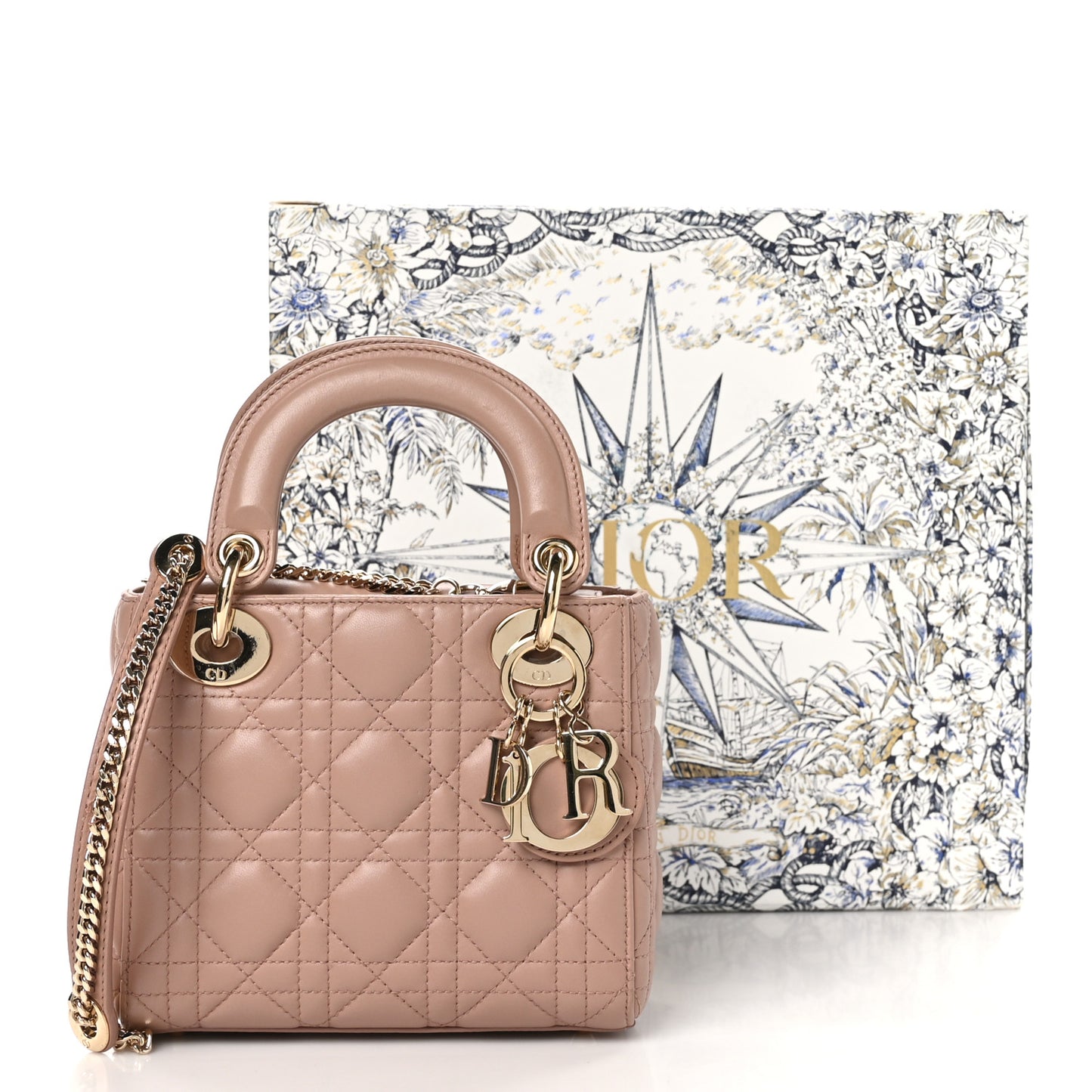 Lambskin Cannage Mini Lady Dior Blush