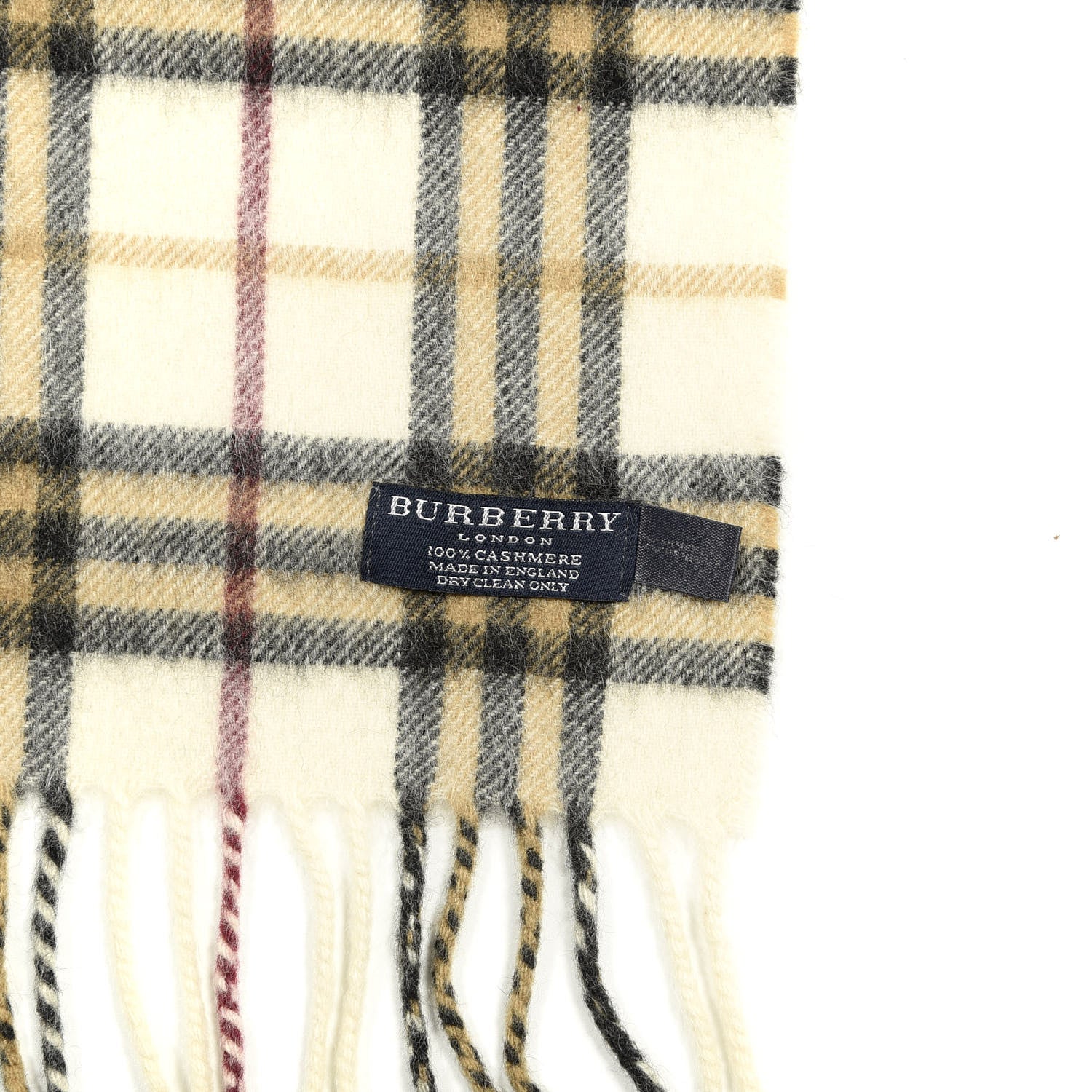 Burberry Cashmere House Check Fringe Scarf Camel 3 of 3