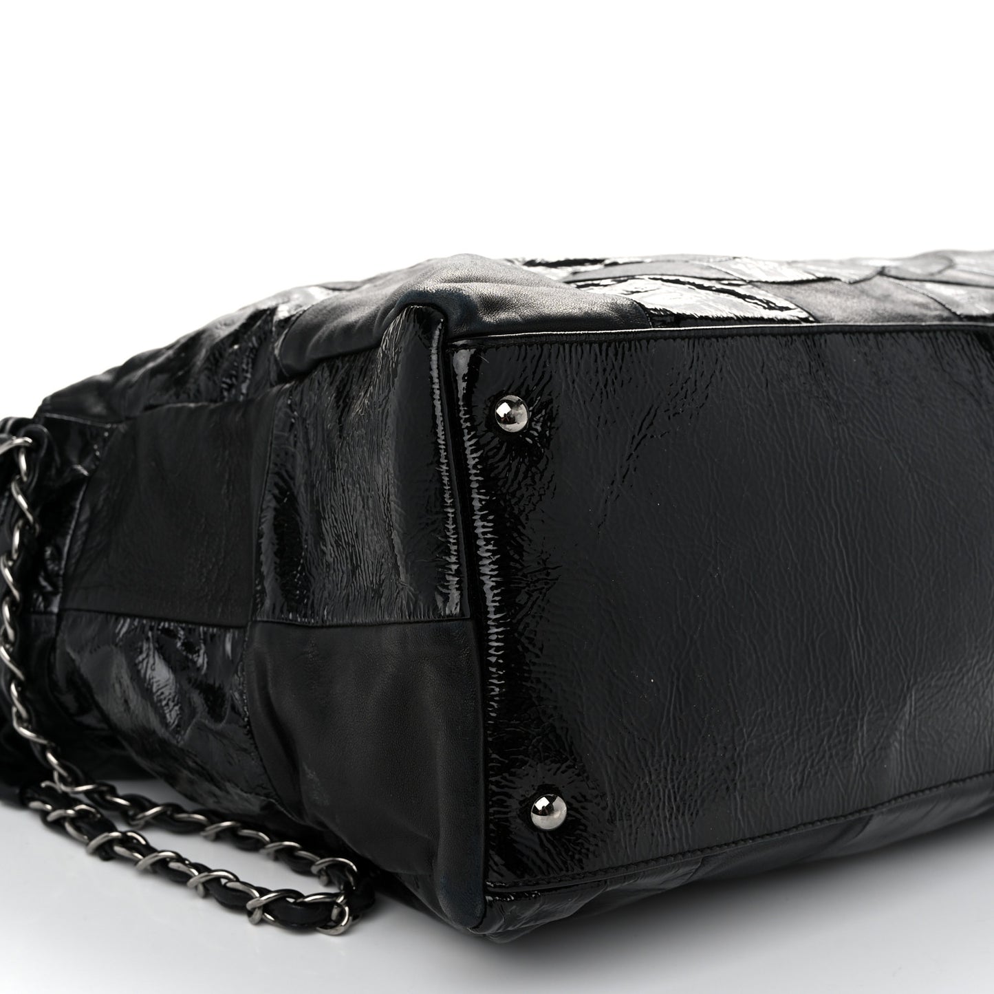 Lambskin Patent Calfskin Brooklyn Patchwork Hobo Black