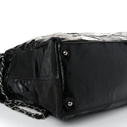 Chanel Lambskin Patent Calfskin Brooklyn Patchwork Hobo Black 8 of 11