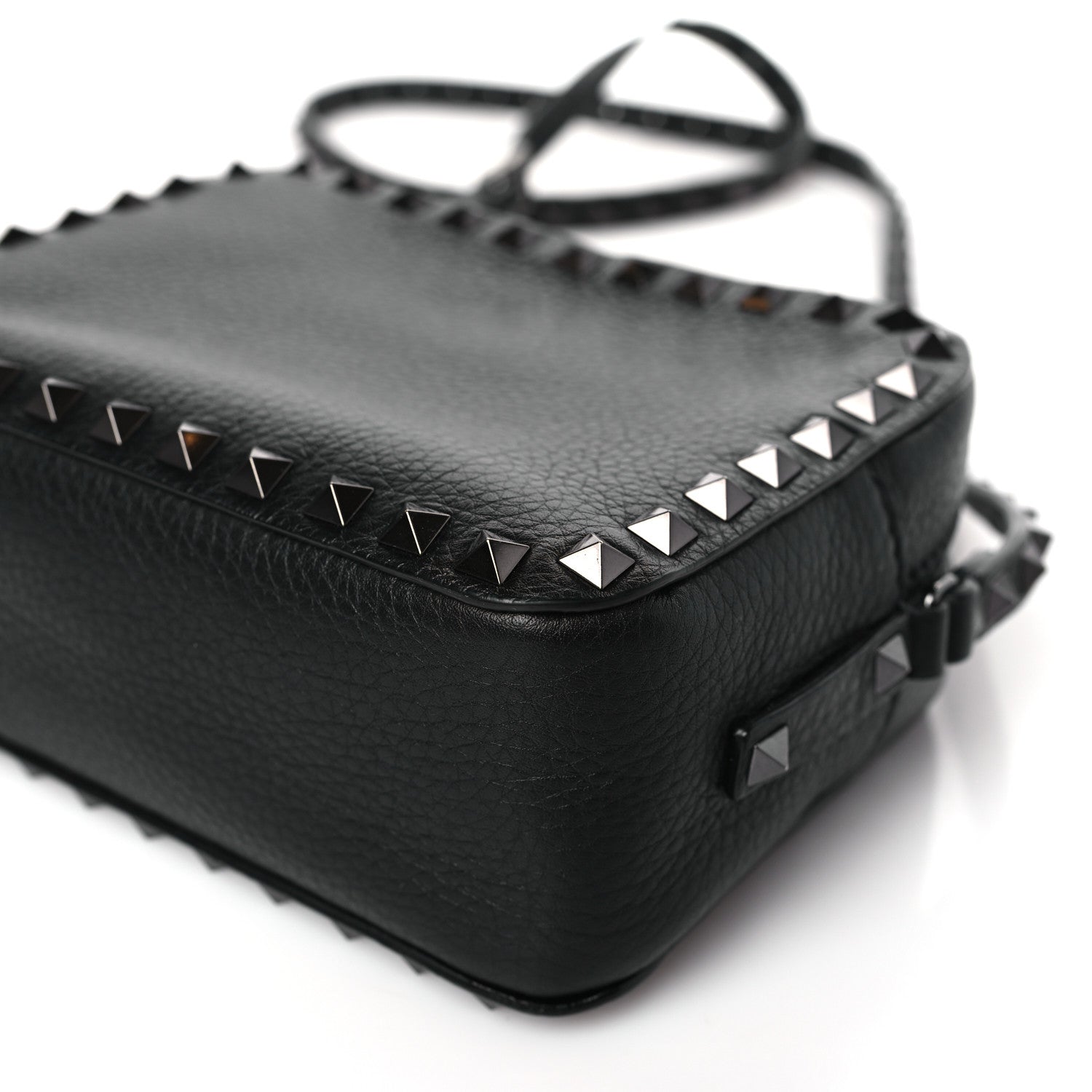 Valentino Garavani Pebbled Calfskin Rockstud Camera Crossbody Bag Black 8 of 8
