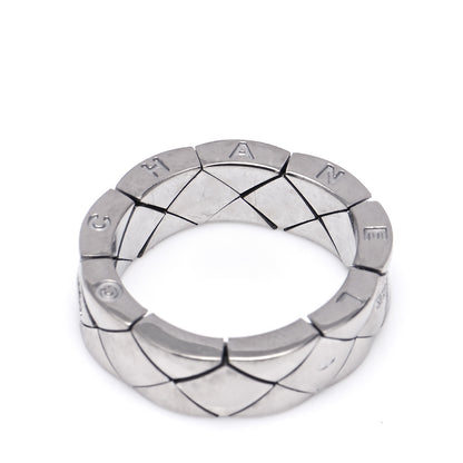 Chanel 18K White Gold Diamond CHANEL Matelasse Ring 55 7.25 5 of 6