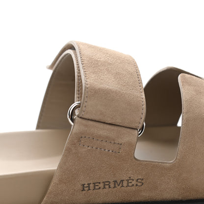 Hermes Suede Goatskin Mens Chypre Sandals 44 Vert Army 9 of 10