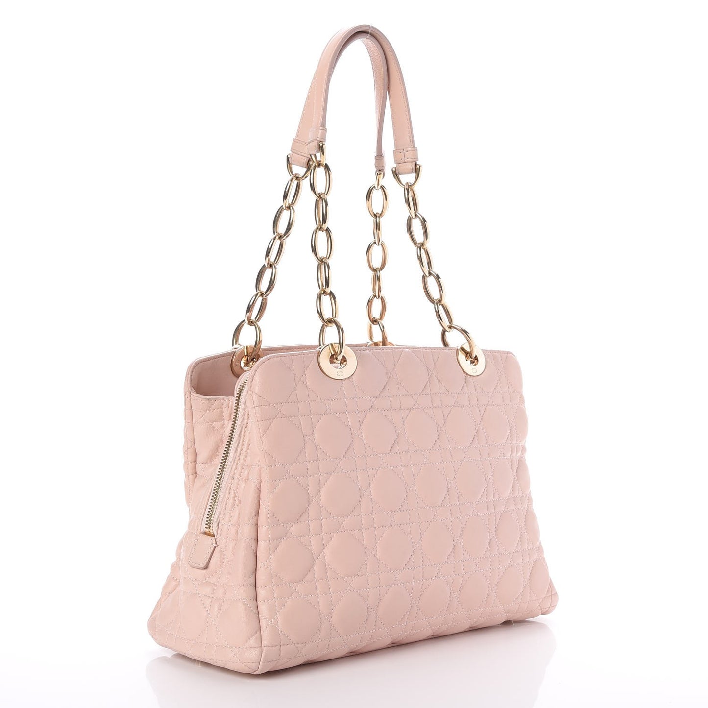 Lambskin Cannage Small Dior Soft Zipped Shopping Tote Light Pink