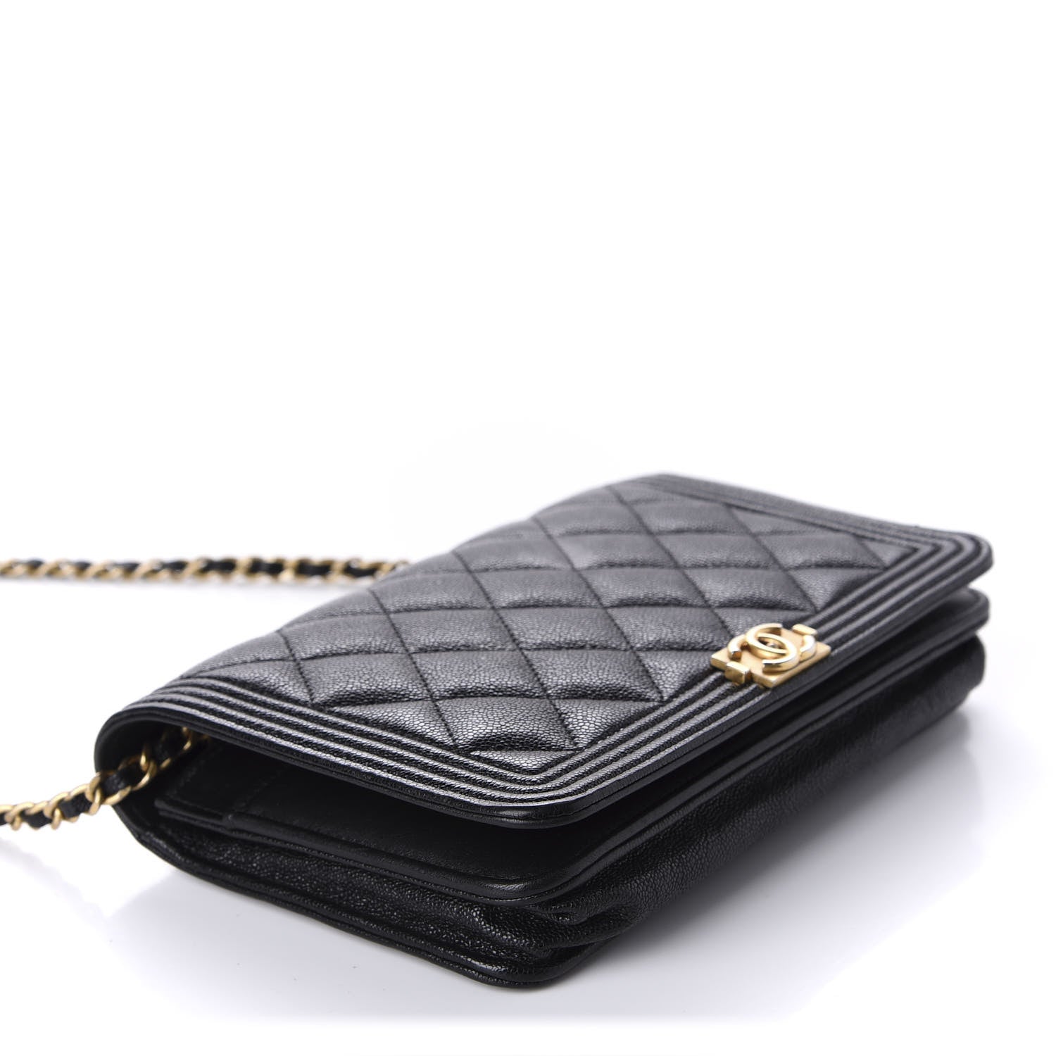Chanel Caviar Quilted Boy Wallet On Chain WOC Black 4 of 13