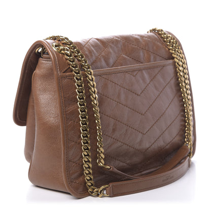 Saint Laurent Crinkled Calfskin Matelasse Monogram Medium Niki Chain Satchel Caramel 3 of 9