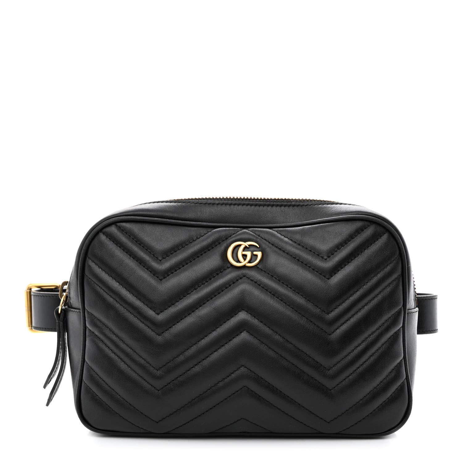 Gucci Calfskin Matelasse Mens GG Marmont Belt Bag 80 32 Black 1 of 12