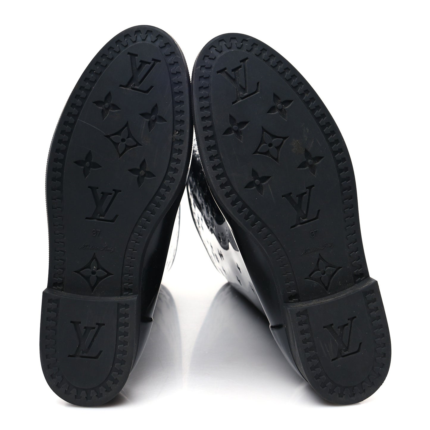 Rubber Embossed Monogram Drops High Rain Boots 37 Black