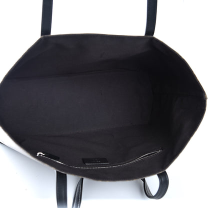 Fendi Glazed Fabric Vitello Century FF 1974 Stamp Patch Shopping Tote Mogano Panna Black 5 of 7